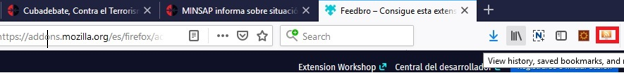Complemento Feedbro instalado en Firefox