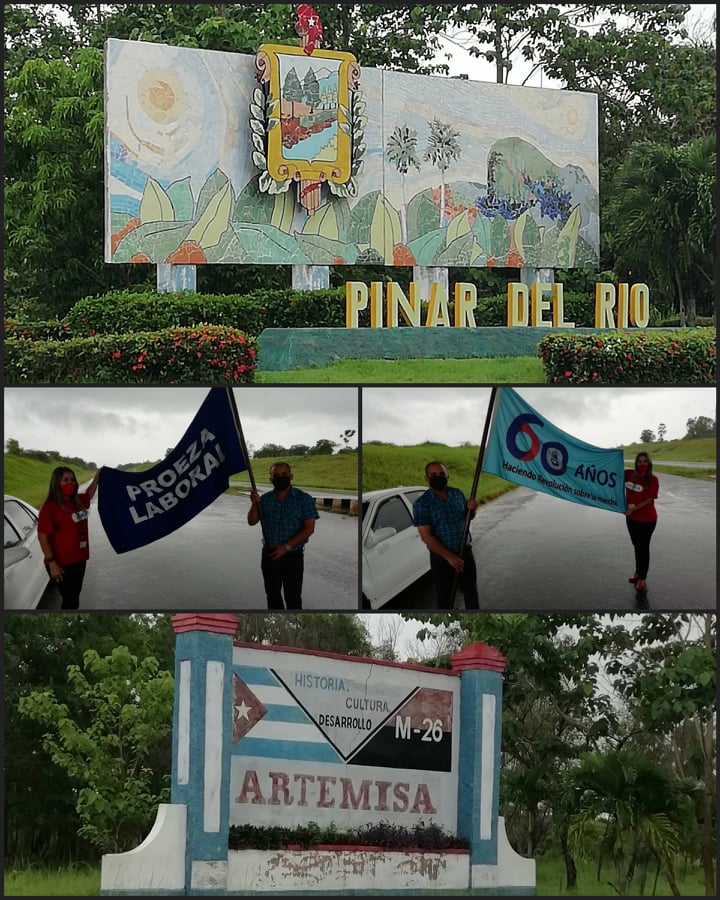 Recorrieron las banderas Proeza Laboral y Aniversario 60 de la FM, tribunales populares de la provincia. 