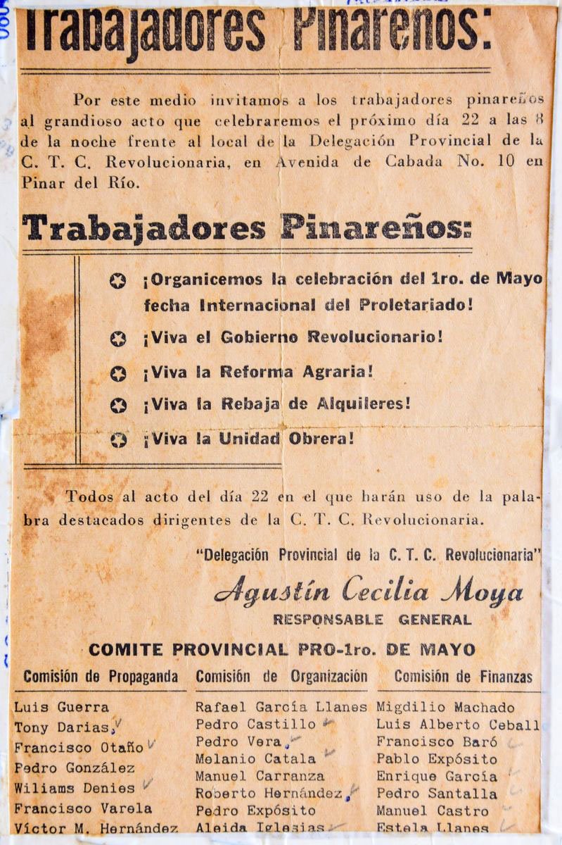 Propaganda por el Primero de Mayo en 1959